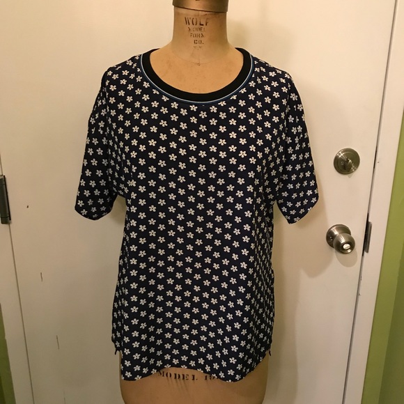 UNIQLO Floral Print Short Sleeve Blouse Top Small - Picture 2 of 8